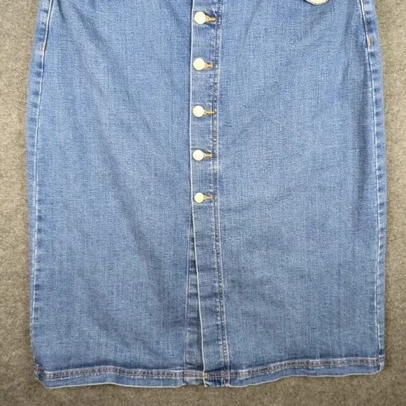 Banana Republic Regular Fit Denim Button Front Midi Skirt Size 32 14 - Picture 4 of 10